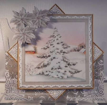 Snow Tree Silver Poinsettia Diamond Mini Card Kit by Leanna Hudson