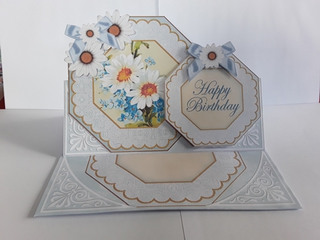 Blue Daisy Happy Birthday Double Octagon Card Kit by Leanna Hudson