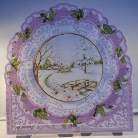 Lilac Snscene Christmas Happy N Year Picture Doily C & E Kit by Leanna Hudson