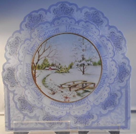 Blue Snowscene Happy Christmas Picture Doily C & E Kit by Leanna Hudson