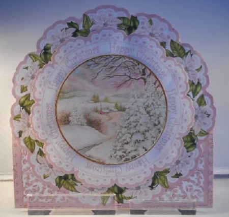 Sscene2 Pink Happy Christmas Picture Doily C & E Kit by Leanna Hudson