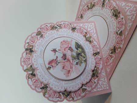 Pink Roses Happy Anniversary 3D Picture Doily C & E Kit Featured Gallery Photo