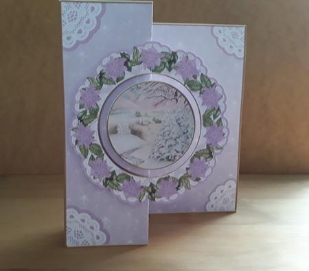 Snowscene2 Lilac Doily Faux Fold Back Card Mini Kit by Leanna Hudson