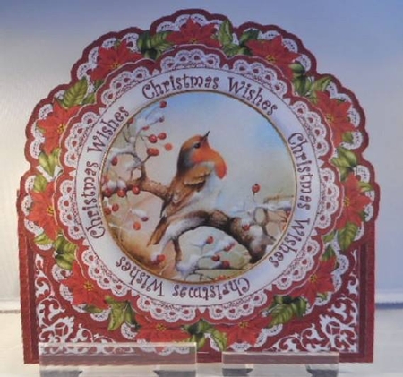 Red Robin Christmas Wishes 3D Picture Doily Card & E Kit by Leanna Hudson