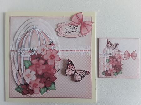 3D Pretty Violas & Butterflies Birdcage Pyramid Card Kit by Leanna Hudson