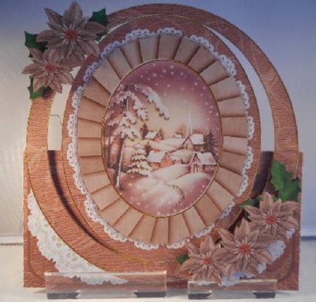 Christmas Snowy Village Oval Over 3D Mini Card Kit by Leanna Hudson