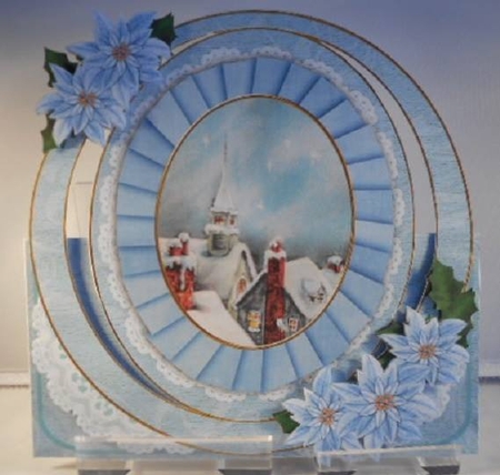 Christmas Rooftops Oval Over 3D Mini Card Kit by Leanna Hudson