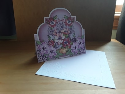 Lilac Flower Basket Fancy Over 3D Mini Card Kit by Leanna Hudson