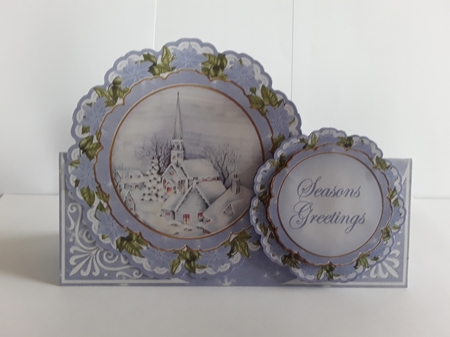 Blue Church Christmas Double Doily Card Mini Kit by Leanna Hudson