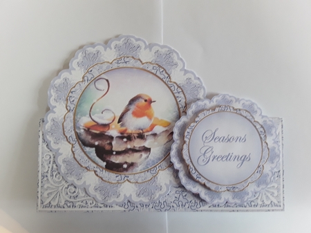 Blue Robin Christmas Double Doily Card Mini Kit by Leanna Hudson