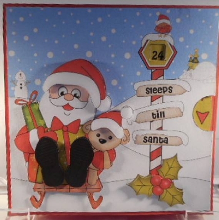 3D Xmas Santa Sleeps Till Santa Animated Card by Leanna Hudson