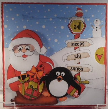 3D Xmas Santa & Pip Penguin Sleeps Till Santa Animated Card by Leanna Hudson