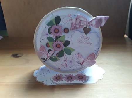 Pink Daisy Happy Birthday Pretty Circle Easel Card Mini Kit by Leanna Hudson