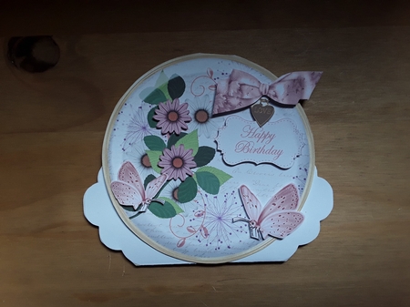 Pink Daisy Happy Birthday Pretty Circle Easel Card Mini Kit by Leanna Hudson