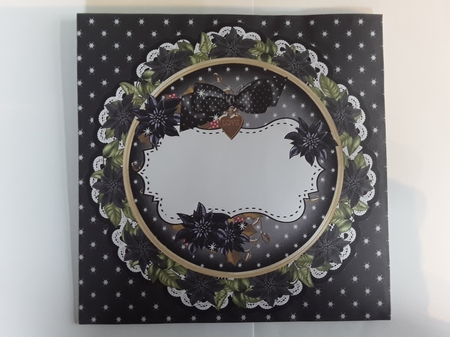 Black Christmas Poinsettia Doily 8in Envelope Mini Kit by Leanna Hudson