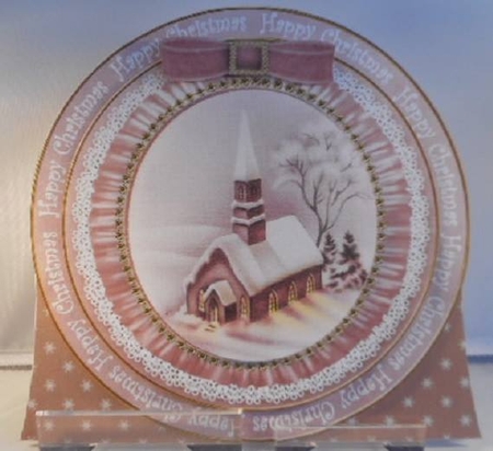 Church Lights Happy Christmas 8in Round Ruffle Mini Card Kit by Leanna Hudson