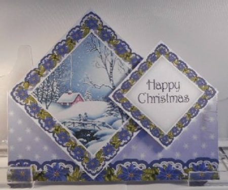 Blue Winter Walk Hc Diamond Doily Stand Up Card Mini Kit by Leanna Hudson