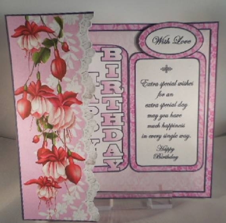 Embroidered Border - Fuchsias by Leanna Hudson