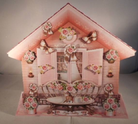 Pink Cottage with Bench Card Mini Kit by Leanna Hudson