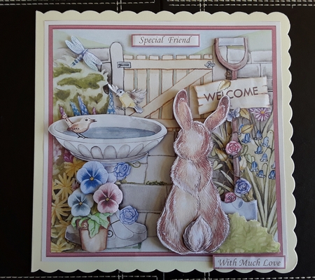COTTAGE GARDEN VISITOR 8x8 Decoupage & Insert Mini Kit by Leanna Hudson