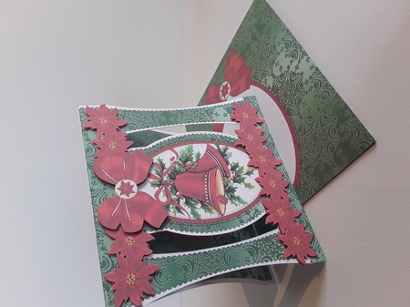 Green Bells Stand Up Cut Out 3D Christmas Card Kit by Leanna Hudson