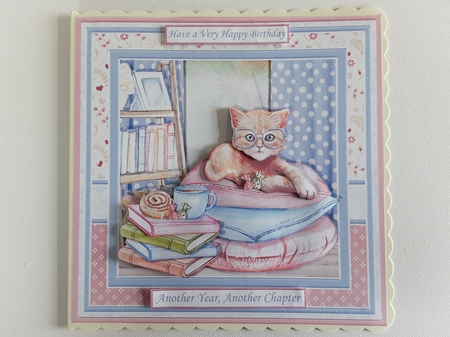 READY FOR A GOOD BOOK 7.8 Cat Decoupage & Insert Mini Kit by Leanna Hudson