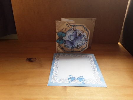3D Shaped No-Hole Fold Back Pretty Floral Card with Pyramage Mini Kit  -  Butterfly Blues by Leanna Hudson