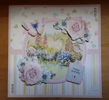 Butterfly garden scene card mini kit & decoupage by Leanna Hudson