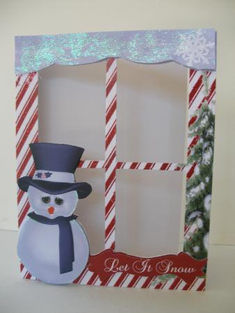 Candy Stripe Window with Snow Man by Leesa Barry-Cotter
