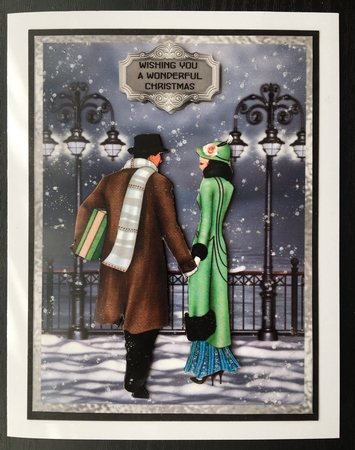 Christmas Love 1 - A5 card front with decoupage by Lesley Earing