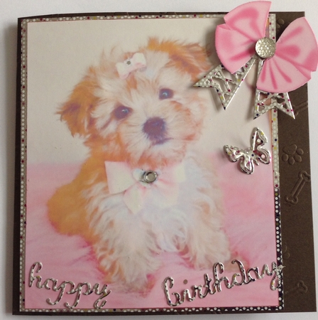 Cute Little Puppy with Bow, Oval Pyramids by Lesley Earing