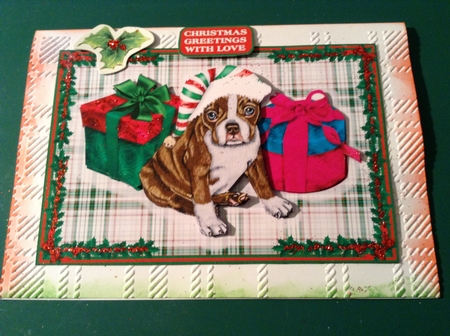 Christmas Boston Terrier by Lesley Earing