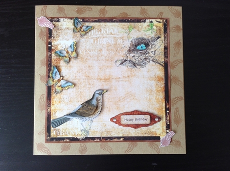 Bird and Butterfly Card Topper 7.5 x 7.5 by Lesley Earing