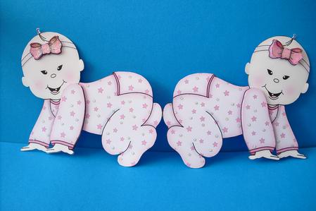 New Baby Girl or Girls 1st Birthday Shaped Card by Lesley Earing
