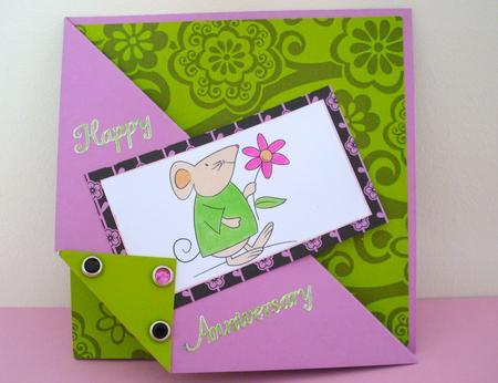 Retro Floral in Pea Green by Lesley Earing
