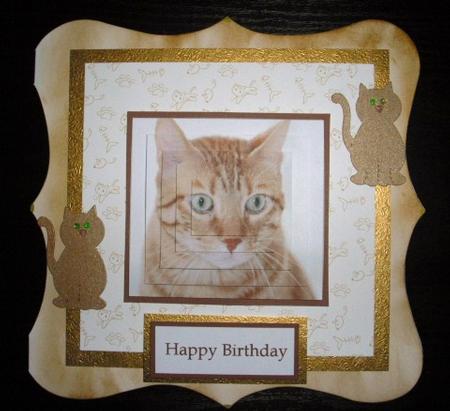 Ginger Cat Birthday Pyramid Topper by Lesley Earing