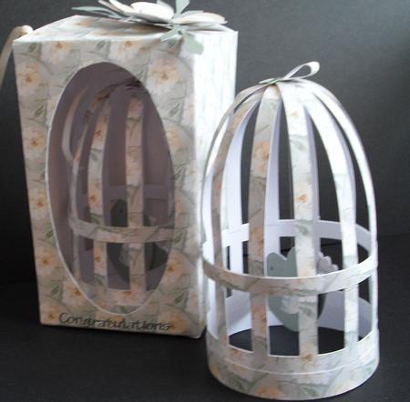 Cream Floral Birdcage by Lesley Earing