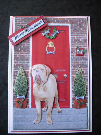 Dogue De Bordeaux with a Red Door by Lesley Earing