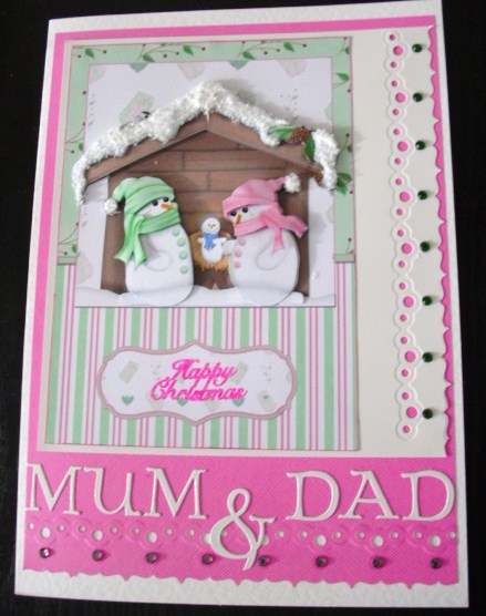 Snowman Nativity Card Front and Decoupage by Lesley Earing