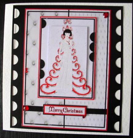Red White and Black Art Deco Christmas by Lesley Earing