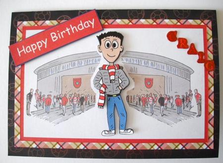 Football Fan (red, White & Black) - Decoupage by Lesley Earing
