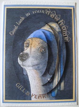 Dog with a Pearl Earring Oval Pyramid by Lesley Earing