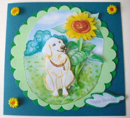 Golden Retriever and Sunflower- Toppers & Decoupages by Lesley Earing