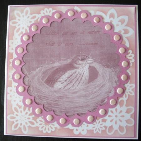 Birds Nest Smokey Pink A4 Backing Paper by Lesley Earing