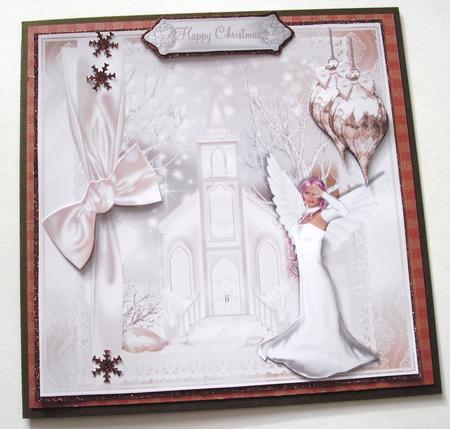 Christmas Angel with Pinks and Mocha Card Topper by Lesley Earing