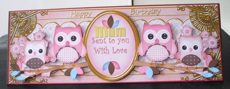 Pink Owls Sent with Love Large Dl Decoupage Step by Step by Lesley Earing