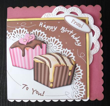Fondant Fancies Birthday Cakes Quick Card N 3D Decoupage by Lesley Earing