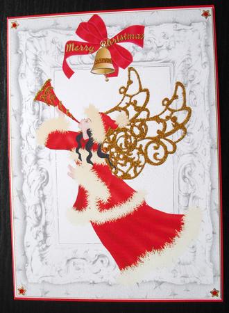 Christmas Angel with Bells in Silver Frame A4 by Lesley Earing