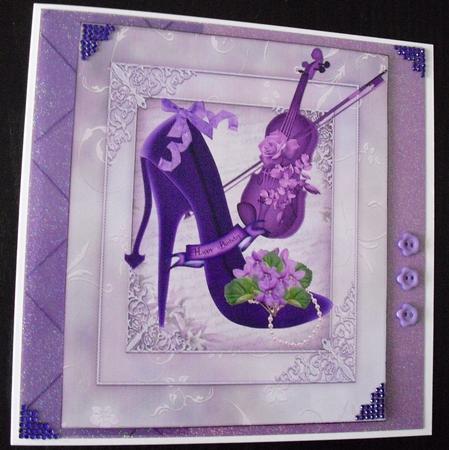 Rose Violin and Violet High Heel Shoe with Gift Tags by Lesley Earing