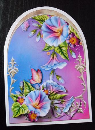Morning Glory Arched Topper + Decoupage by Lesley Earing